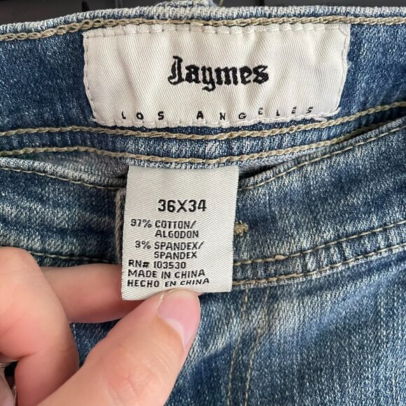 Jaymes Los Angeles Men's Luxury Cotton Denim Blue Jeans Size: 36x34 - Picture 8 of 9
